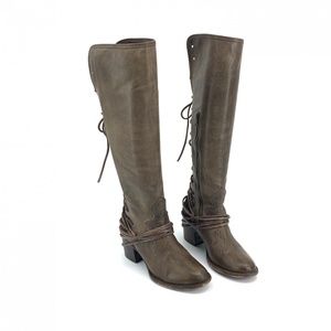 Freebird Dark Brown Knee-High Lace Up Boots